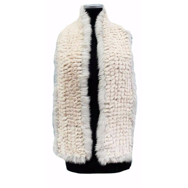 La Fiorentina Two Tone Faux Fur/Real Fur Muffler - Beige