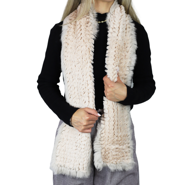 la fiorentina Two Tone Faux Fur/Real Fur Muffler - Beige