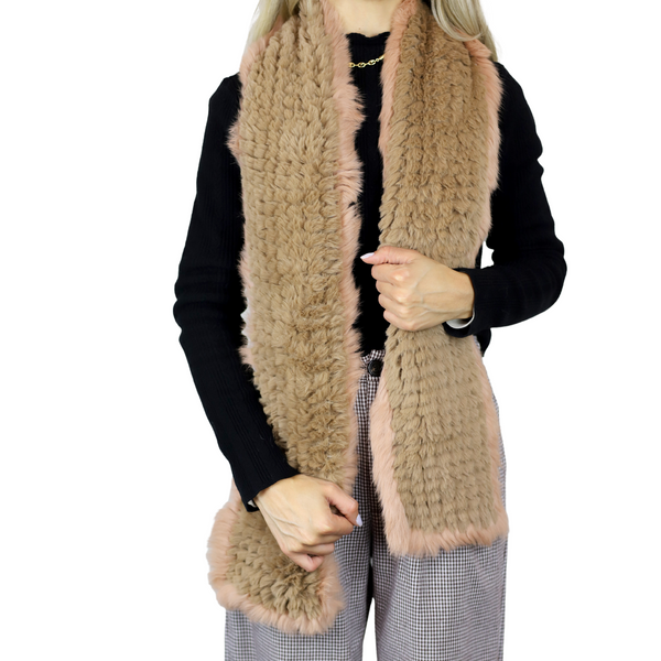 La Fiorentina Two Tone Faux Fur/Real Fur Muffler - Camel