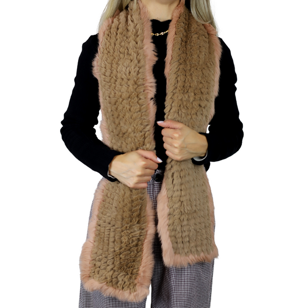 La Fiorentina Two Tone Faux Fur/Real Fur Muffler - Camel