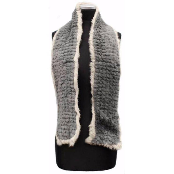 La Fiorentina Two Tone Faux Fur/Real Fur Muffler - Grey