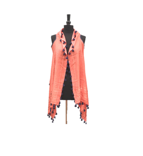 la fiorentina Vest ? All around tassel fringe-Dark Salmon