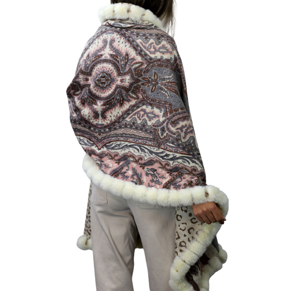 la fiorentina Wrap with Faux Trim - Paisley/Leopard Print