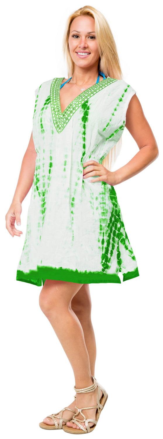 La Leela Beach Cover Up Swimsuit Top Dresses Blouse Bathing Suit Cardigan Green