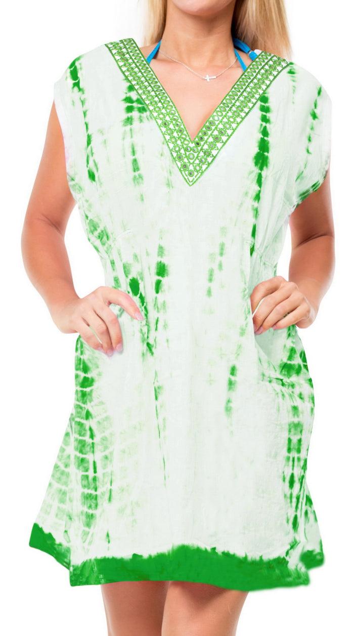 la leela Beach Cover up Swimsuit Top Dresses Blouse Bathing Suit Cardigan Green