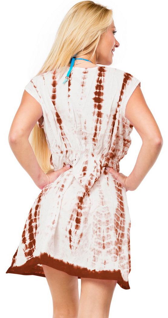 La Leela Beach Wear Cruise Wear Caftan Tunic Top Poncho Coverup Swimsuit Bikini Brown
