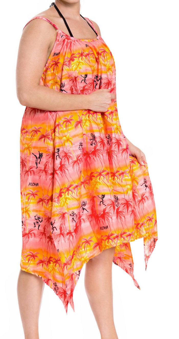 La Leela Beachwear Bikini Beach Cover Up Swimwear Swimsuit Top Women Red Cover Up Red