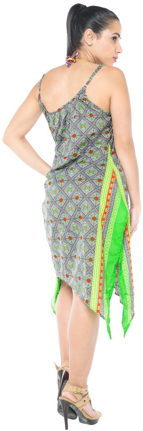 La Leela Beachwear Lightweight Swimwear Swimsuit Embroidered Bikini Cover Up Green TOP