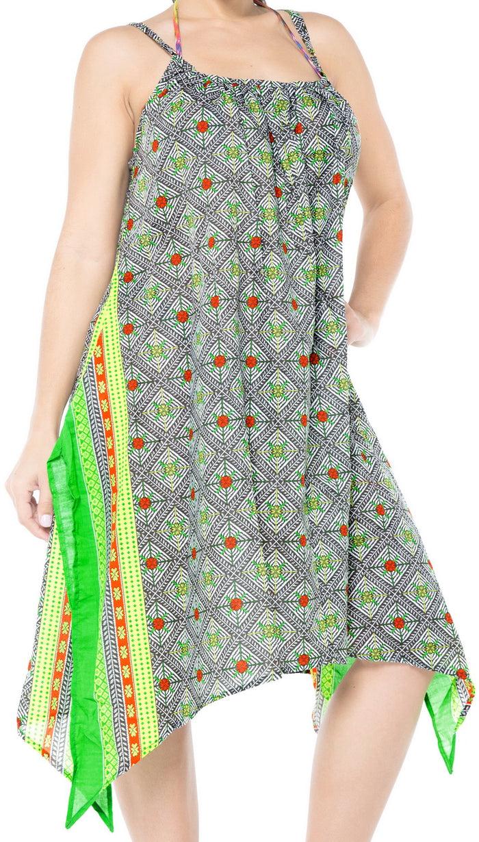 la leela Beachwear Lightweight Swimwear Swimsuit Embroidered Bikini Cover up Green TOP