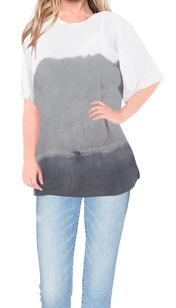 la leela Beachwear Loose Fit Plus Size Loose Casual Blouse Women's Top Green 14 - 18