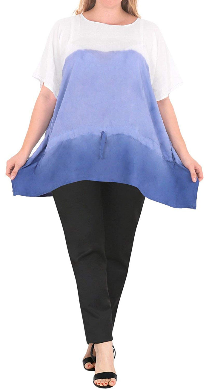 La Leela Casual Loose Fit Plus Kimono Loose Beachwear Women's Casual Top Blue 14 - 18