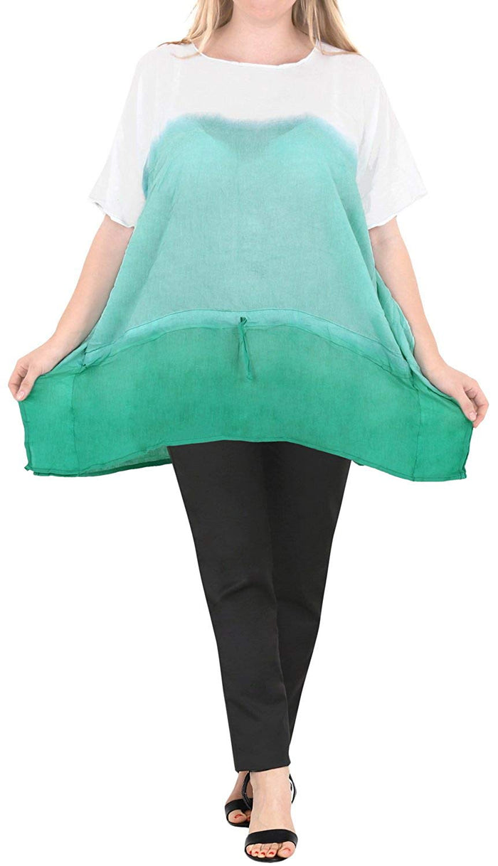 La Leela Casual Loose Fit Plus Kimono Loose Beachwear Women's Casual Top Green 14 - 18