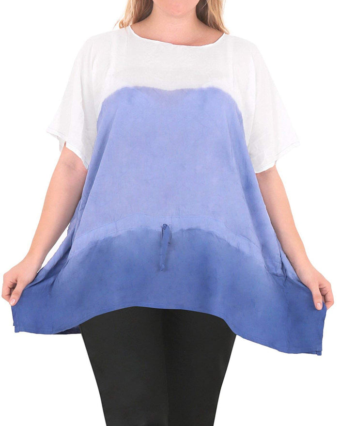 la leela Casual Loose Fit Plus Kimono Loose Beachwear Women's Casual Top Blue 14 - 18