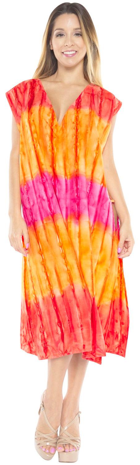 La Leela Cover Up Kaftan Swimsuit Dress Beachwear Women's Bikini Swimwear TOP Blouse Red