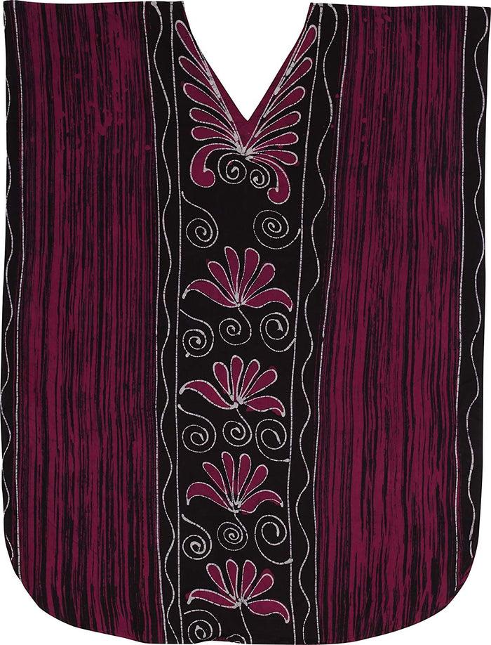 La Leela Hand Made Batik 100% Cotton Loose Kimono Caftan Dress Beachwear Swimwear Kaftan