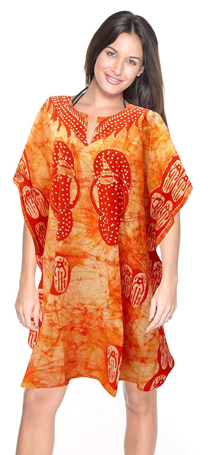 la leela Hand made Batik 100% Cotton Loose Kimono Caftan Dress Beachwear Swimwear Kaftan