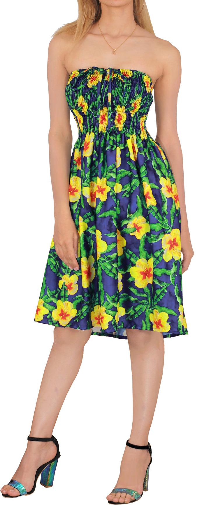 La Leela HAPPY BAY Tropical Hawaiian Forest Women's Tube Dress Floral Print Beachwear Palm Trees Maxi Skirt Female Swimsuit Coverup