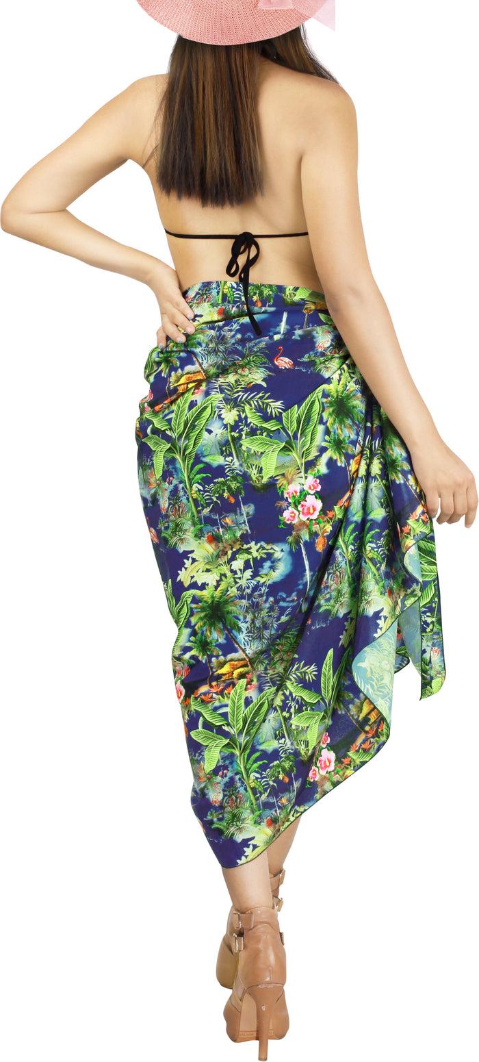 La Leela HAPPY BAY Women's Beach Coverup Printed Sarong Swimwear Bikini Wrap ONE SIZE