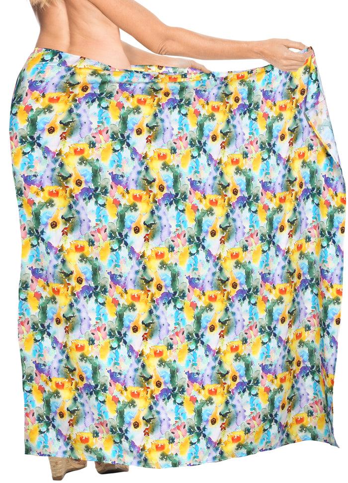 la leela HAPPY BAY Women's Casual Swimwear Sarong Slit Beach Wrap One Size flower-AD314