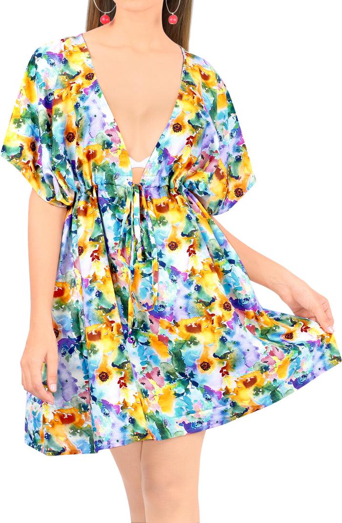 La Leela HAPPY BAY Women Swimwear Bikini Cover-Ups Beach Caftan Dress US 14-24W Multi_Y68