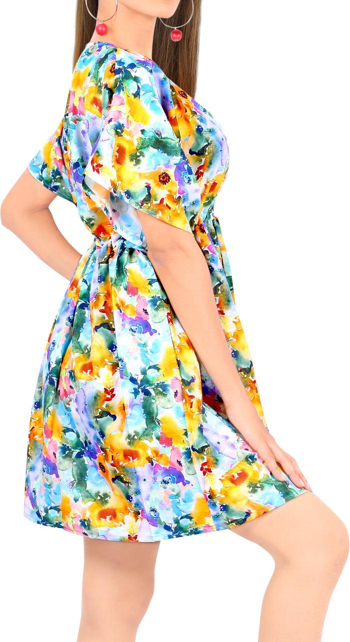 La Leela HAPPY BAY Women Swimwear Bikini Cover-Ups Beach Caftan Dress US 14-24W Multi_Y68