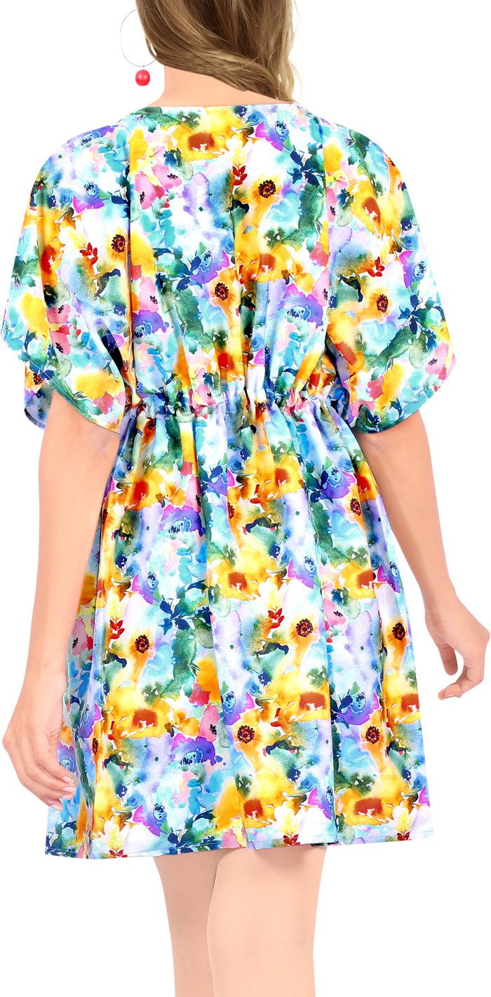 La Leela HAPPY BAY Women Swimwear Bikini Cover-Ups Beach Caftan Dress US 14-24W Multi_Y68