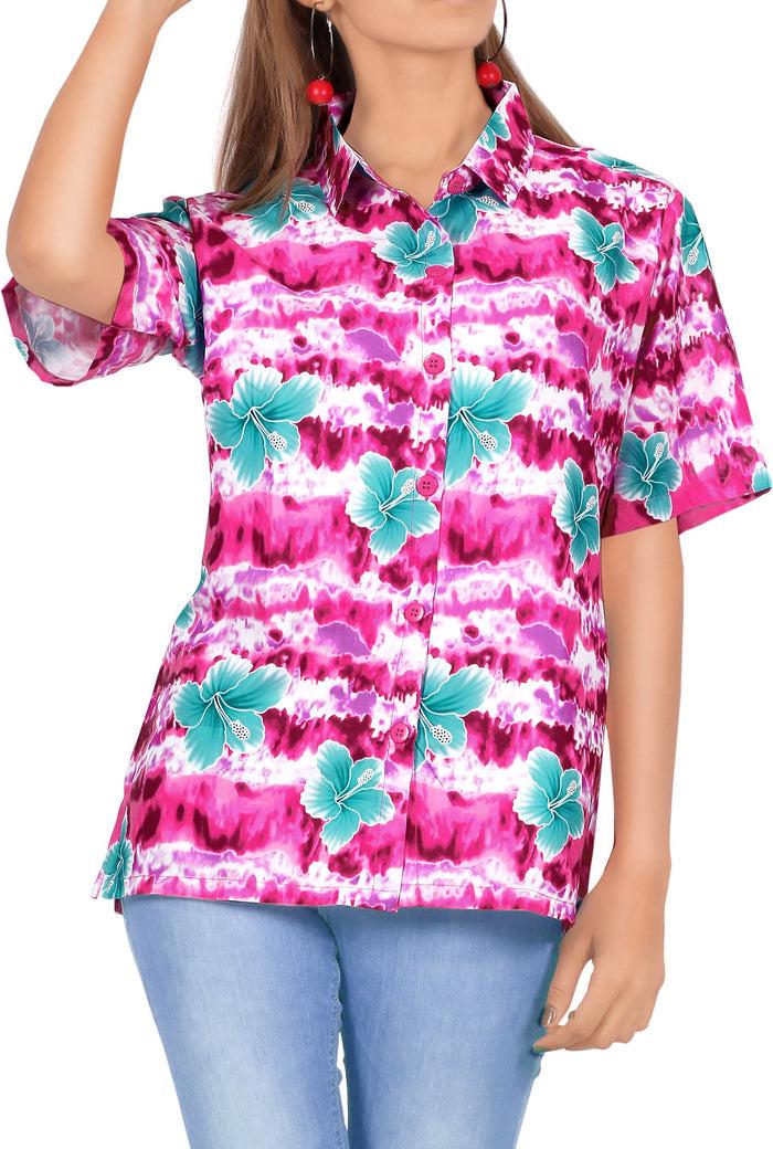 la leela Hawaiian Shirt Ladies Beach Top Blouses Tank Casual Aloha Holiday Boyfriend