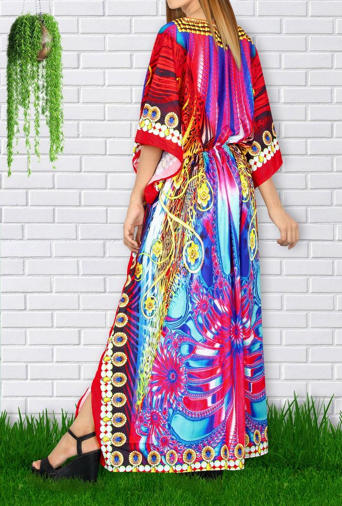 La Leela LA LEELA 2 Digital Women's Kaftan Kimono Summer Beachwear Cover Up Dress V571