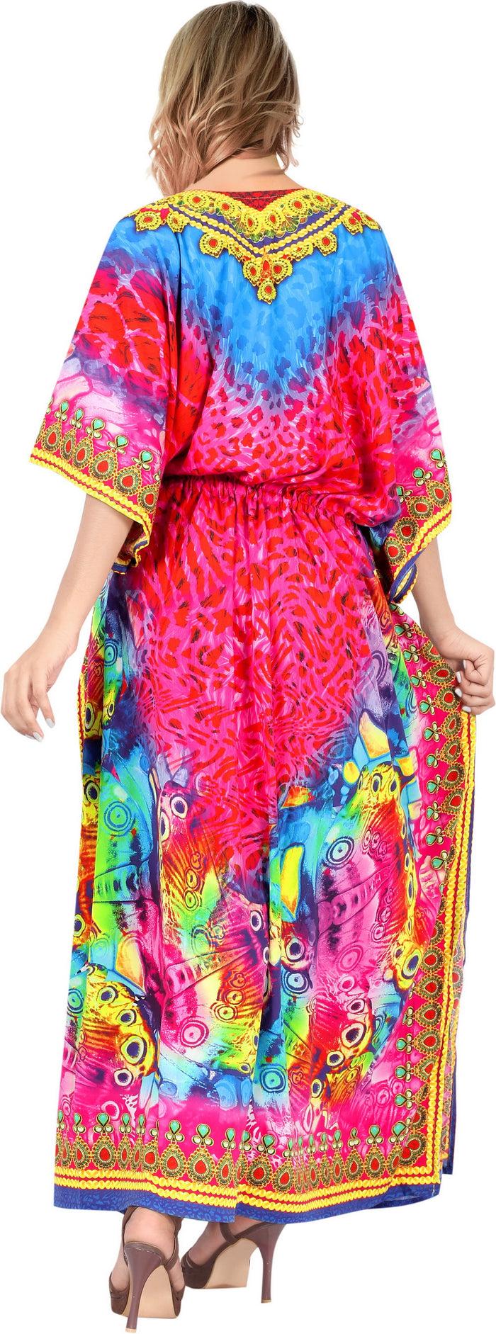 La Leela LA LEELA 2 Digital Women's Kaftan Kimono Summer Beachwear Cover Up Dress O933