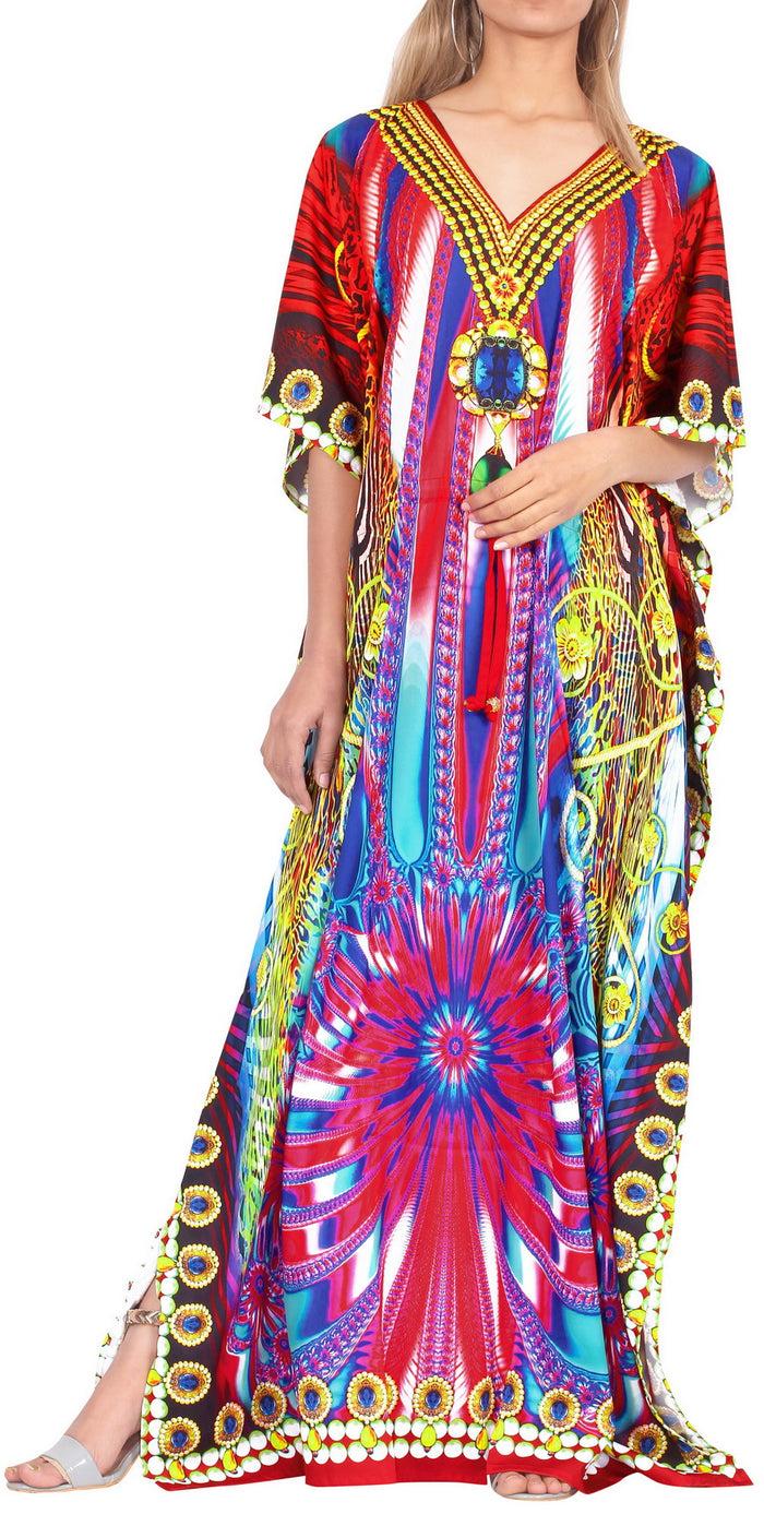 la leela LA LEELA 2 Digital Women's Kaftan Kimono Summer Beachwear Cover up Dress v571