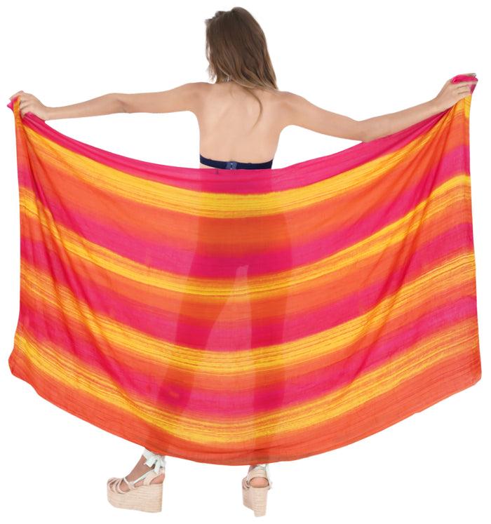 La Leela LA LEELA Aloha Bali Cover Up Sarong Bikini Cover Up Tie Dye 78"X43" Golden_4496