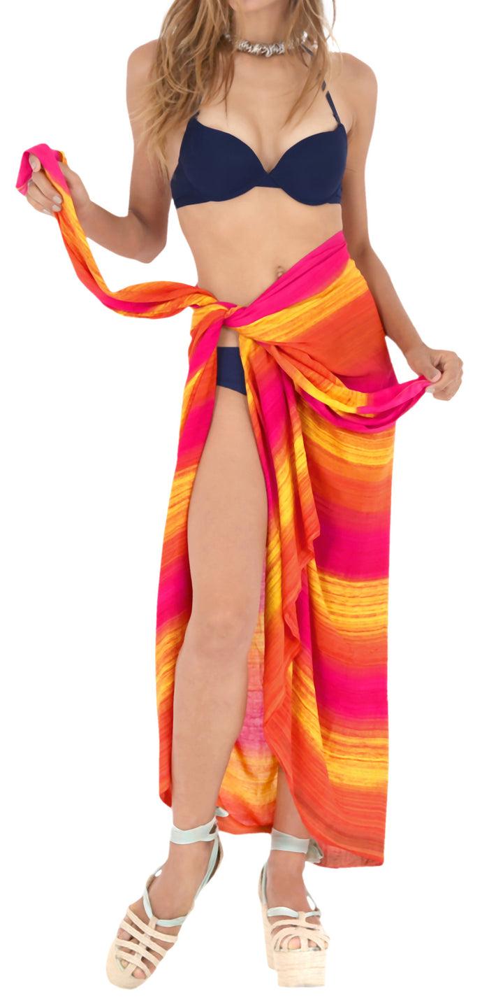 la leela LA LEELA Aloha Bali Cover Up Sarong Bikini Cover up Tie Dye 78"X43" Golden_4496