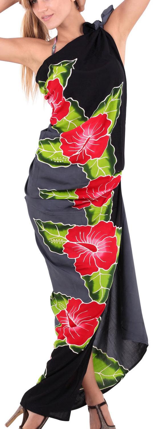 la leela LA LEELA Bathing Towel Beach Womens Sarong Bikini Cover up Black & Grey Floral printed la leela LA LEELA Bathing Towel Beach Womens Sarong Bikini Cover up Black & Grey Floral printed