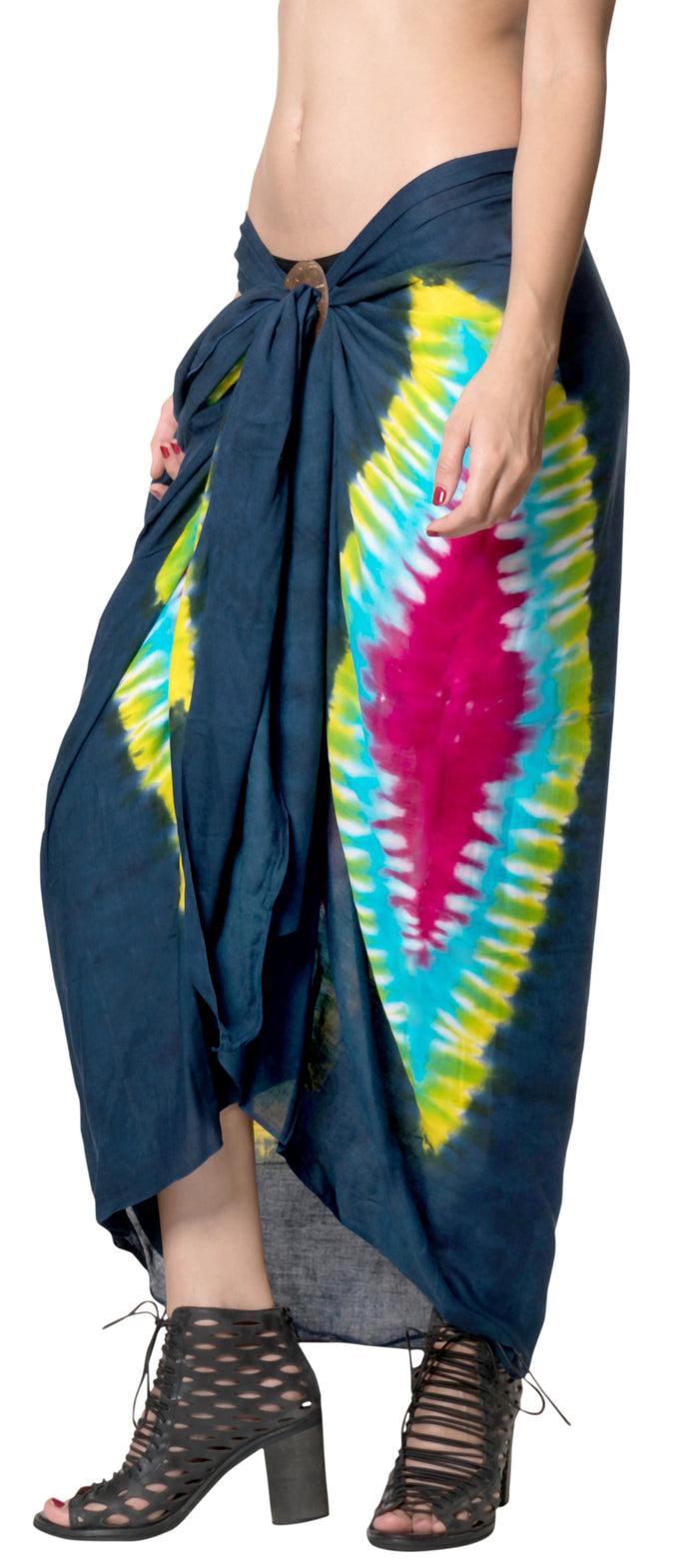 la leela LA LEELA Beach Bikini Cover Up Beach Cover up Sarong Tie Dye 78"X43" Blue_4522