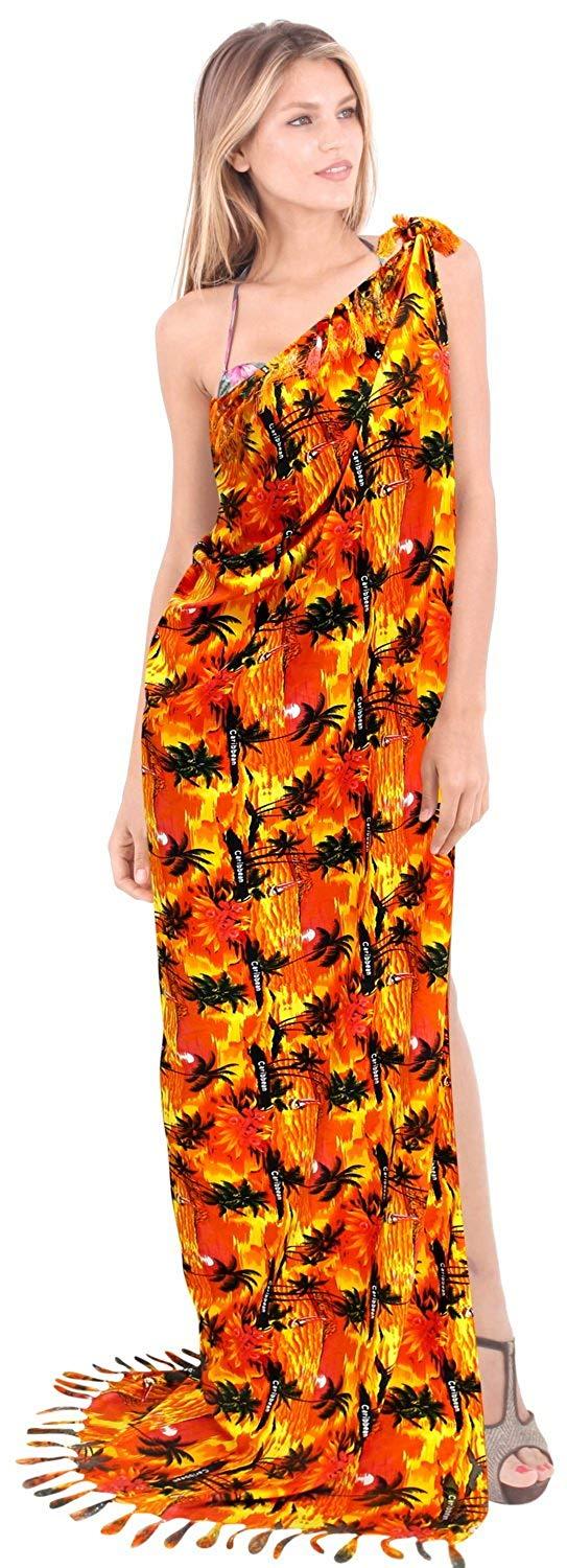 La Leela LA LEELA Beach Bikini Cover Up Wrap Maxi Women Bathing Suit Sarong 24 ONE Size