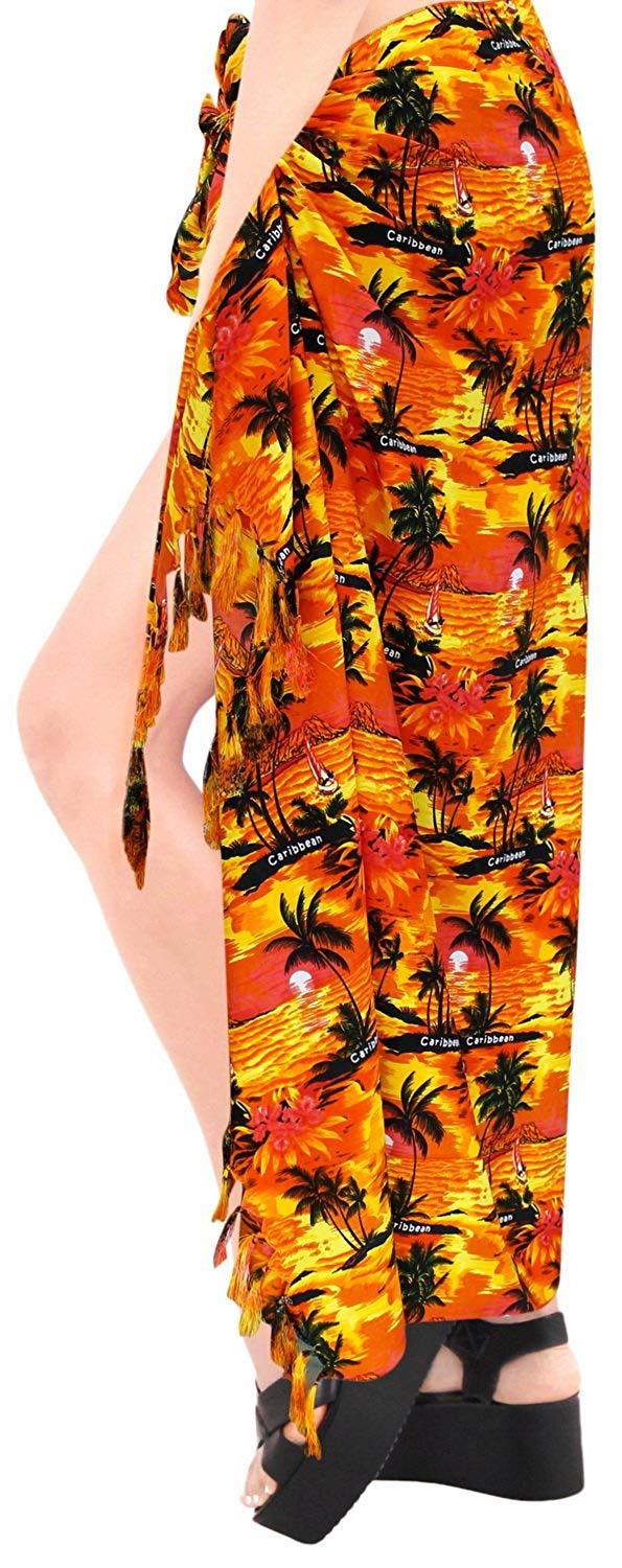 La Leela LA LEELA Beach Bikini Cover Up Wrap Maxi Women Bathing Suit Sarong 24 ONE Size