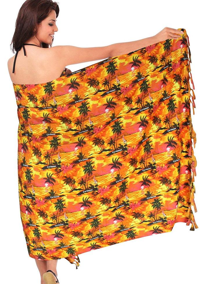 la leela LA LEELA Beach Bikini Cover up Wrap Maxi Women Bathing Suit Sarong 24 ONE Size