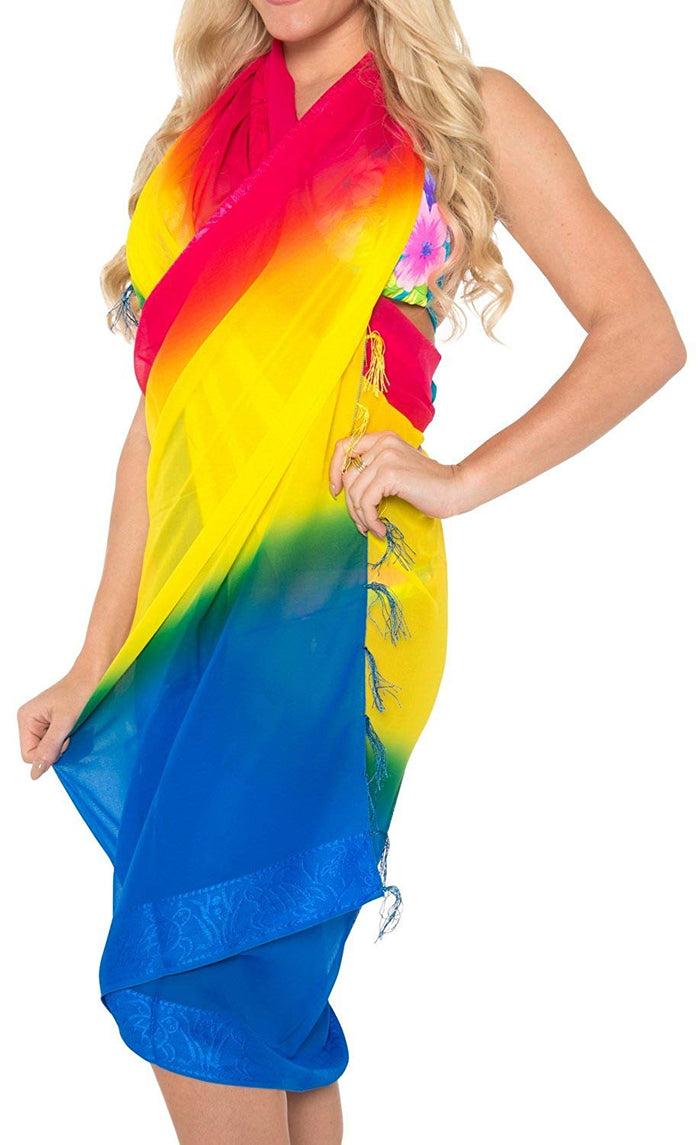 la leela LA LEELA Beach Bikini Cover up Wrap Women Bathing Suit Sarong Jacquard ONE Size