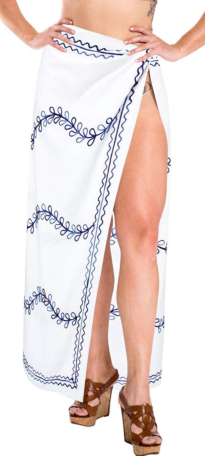 la leela LA LEELA Beach Bikini Cover up Wrap Women Bathing Suit Sarong Solid ONE Size