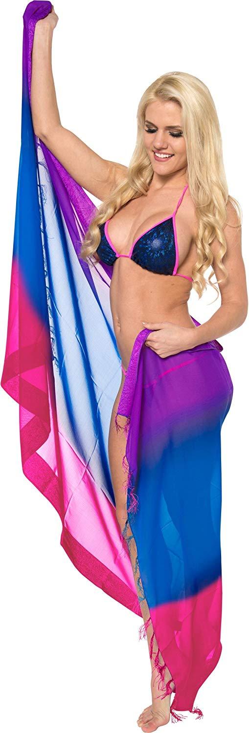 La Leela LA LEELA Beach Bikini Cover Up Wrap Women Bathing Suit Sarong Solid 4 Plus Size