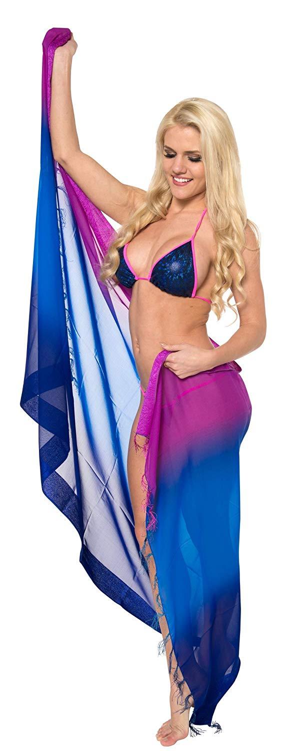 La Leela LA LEELA Beach Bikini Cover Up Wrap Women Bathing Suit Sarong Solid 4 Plus Size