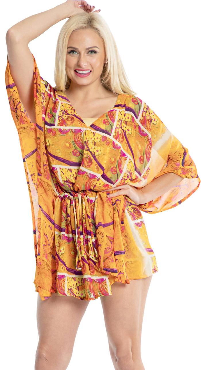 La Leela LA LEELA Beach Cover Up Kimono Swimwear Swimsuit For Women Orange_Y656 OSFM 16-2