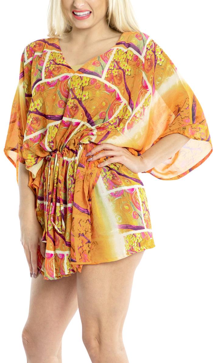 la leela LA LEELA Beach Cover up Kimono Swimwear Swimsuit For Women Orange_Y656 OSFM 16-2