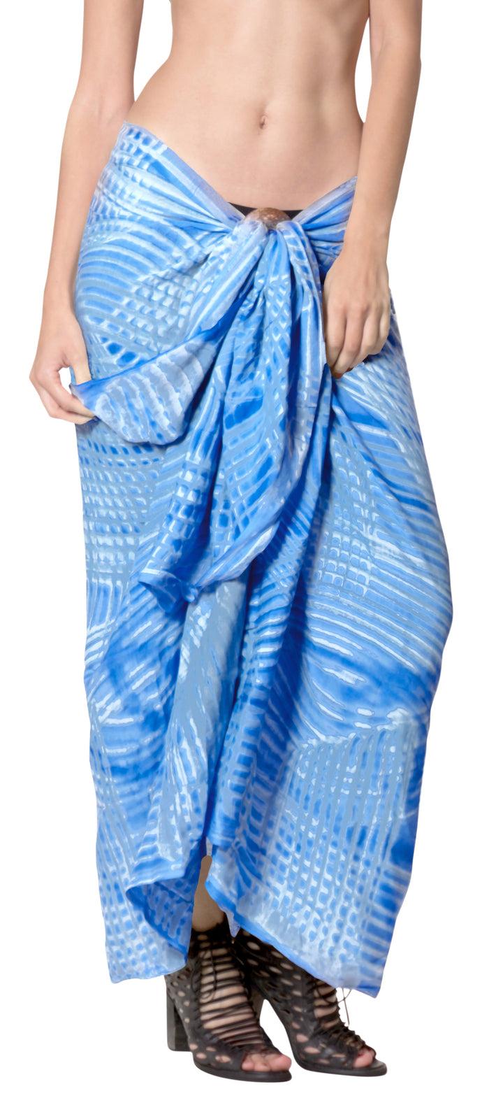 La Leela LA LEELA Beach Cover Up Wrap Sarong Bikini Cover Up Tie Dye 78"X43" Royal Blue_4531