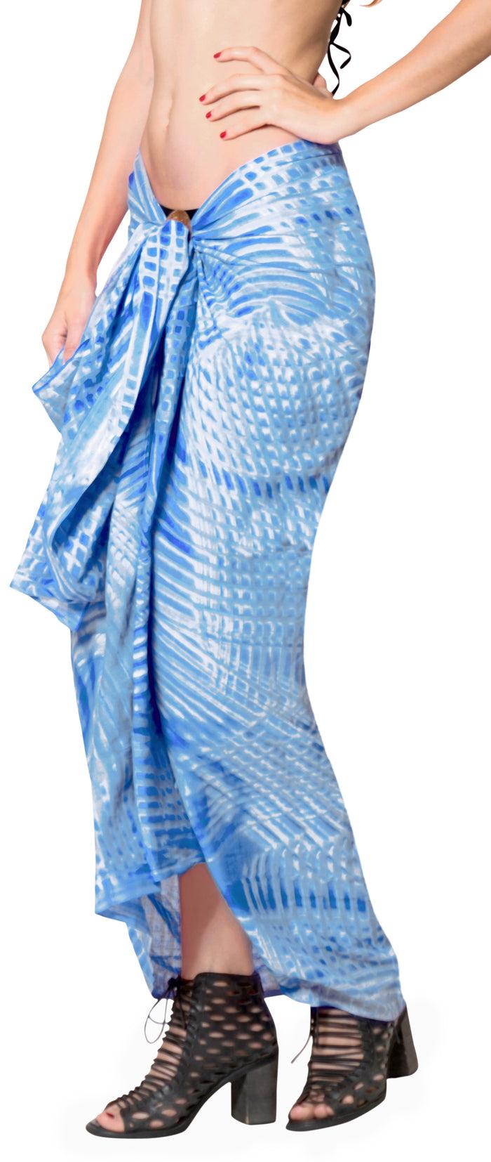 La Leela LA LEELA Beach Cover Up Wrap Sarong Bikini Cover Up Tie Dye 78"X43" Royal Blue_4531