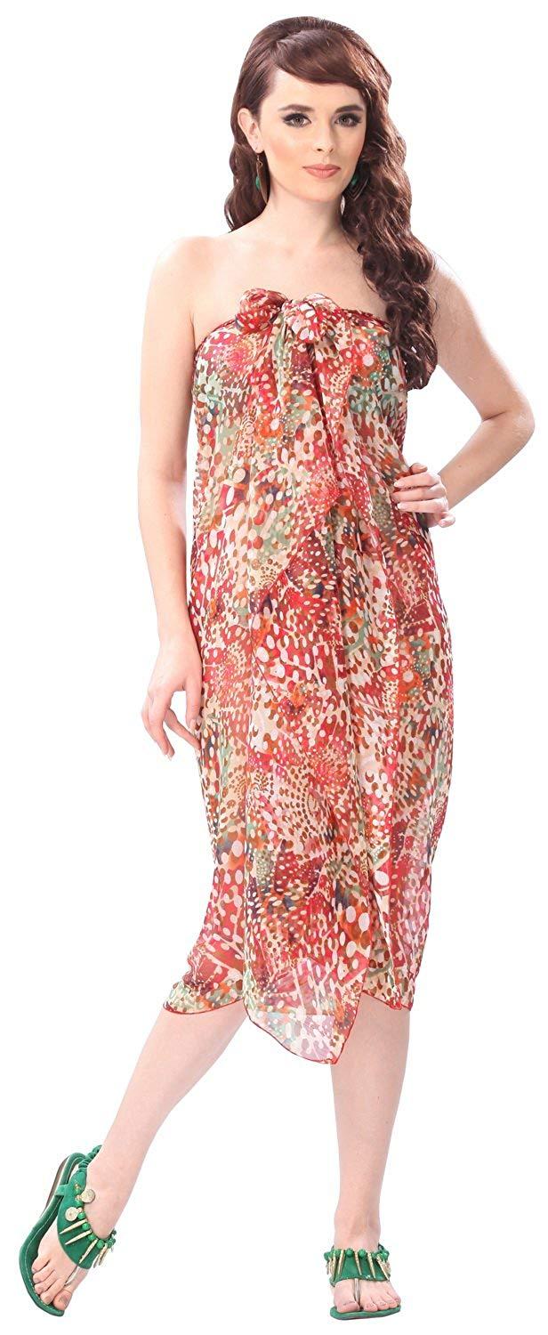 La Leela LA LEELA Beachwear Bikini Cover Up Bathing Suit Wrap Pareo Women 19 ONE Size