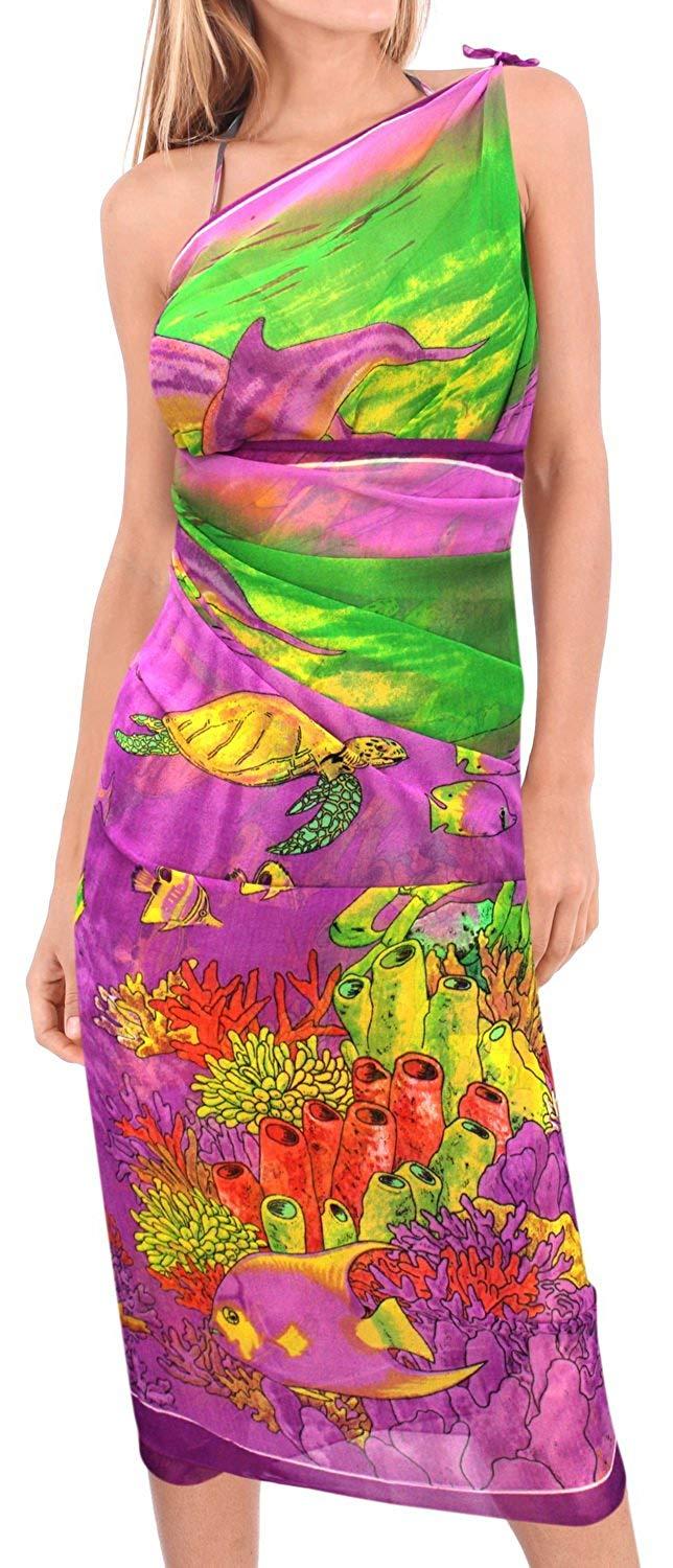 La Leela LA LEELA Beachwear Bikini Cover Up Bathing Suit Wrap Pareo Women 24 ONE Size