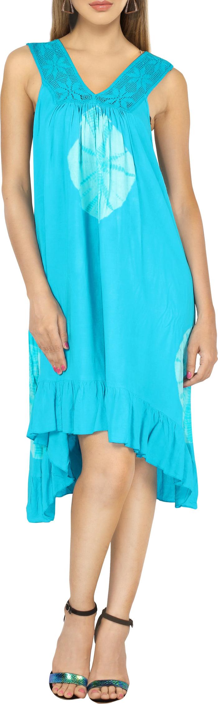 La Leela La Leela Beachwear Sleeveless V Neck Swimwear Swimsuit Bikini Cover Up Dress Sky Blue
