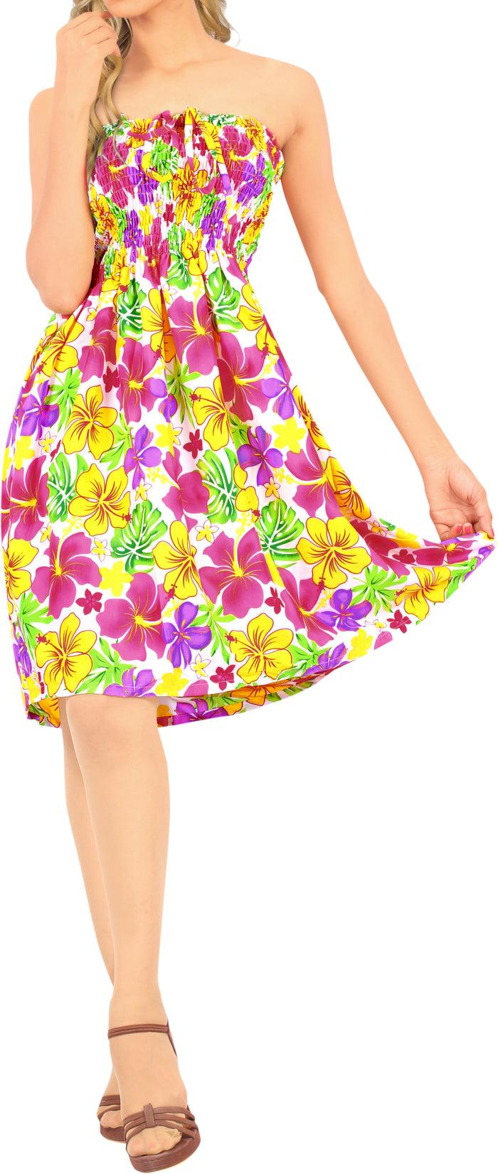 La Leela LA LEELA Beachy Flower Print Tube For Women Beachwear Hawaiian Female Tube Dress Skirt Swimsuit Coverup