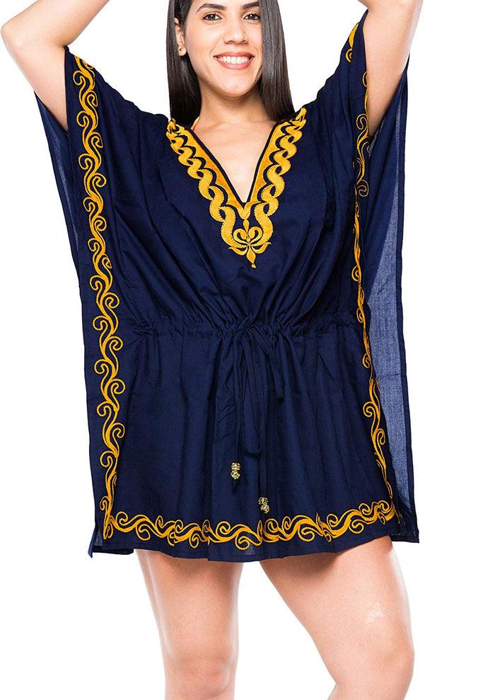 La Leela LA LEELA Bikini Coverup Dress Swim Beach Wear Caftan Swimsuit Women Embroidered